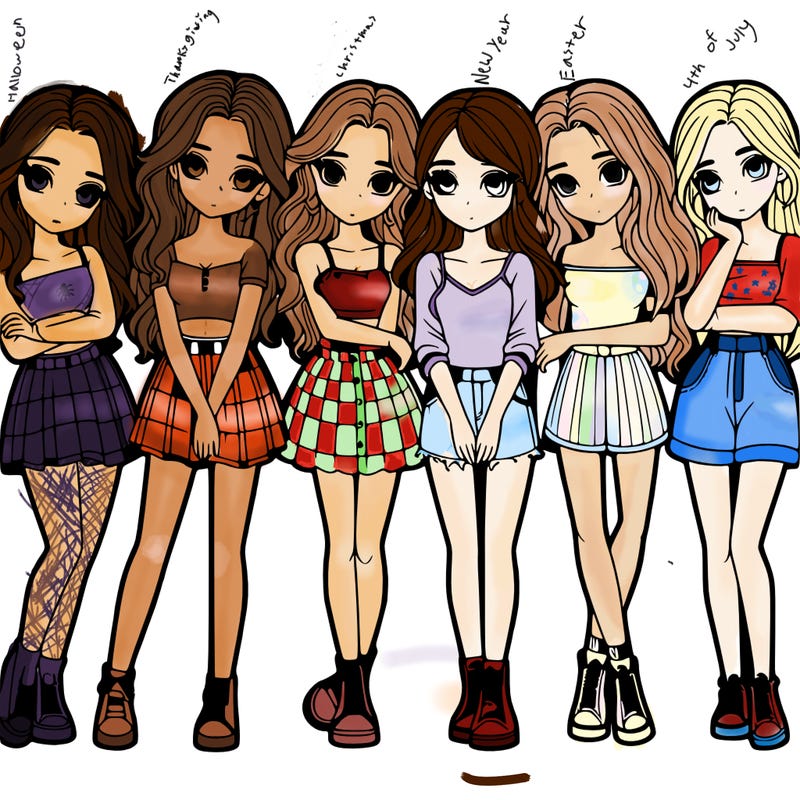 a group of girls realistic