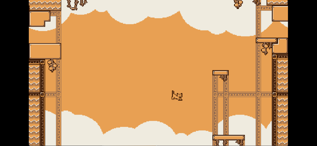 Calico: How cats are made - Pixel art cat jumping between platforms in an orange world