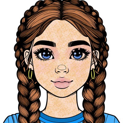 realistic girl with braids