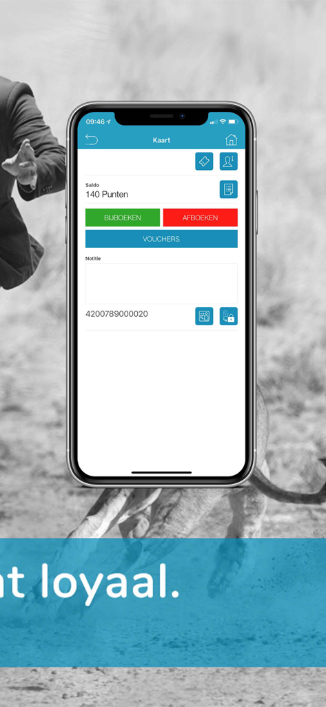 MAKS Retail Terminal - Interfaccia dell'app MAKS Retail Terminal che mostra il saldo dei punti fedeltà del cliente e le opzioni di gestione dei voucher