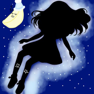 realistic girl floating