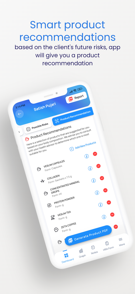 10xPro: Sell Smart, Grow Fast - Smartphone screen showing 10xPro app's smart supplement recommendations based on client health data