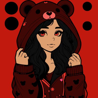realistic girl in a animal pjs hoodie
