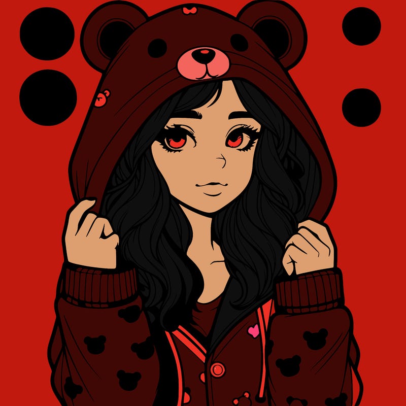 realistic girl in a animal pjs hoodie