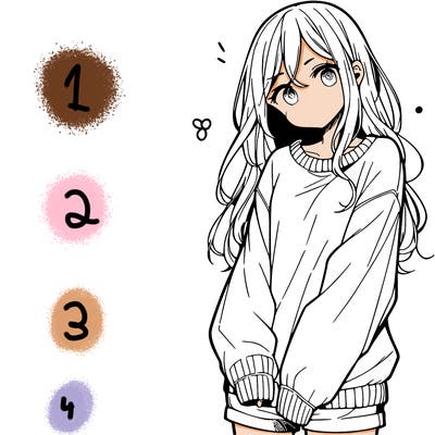manga teen girl  in a sweater and baggy pants
