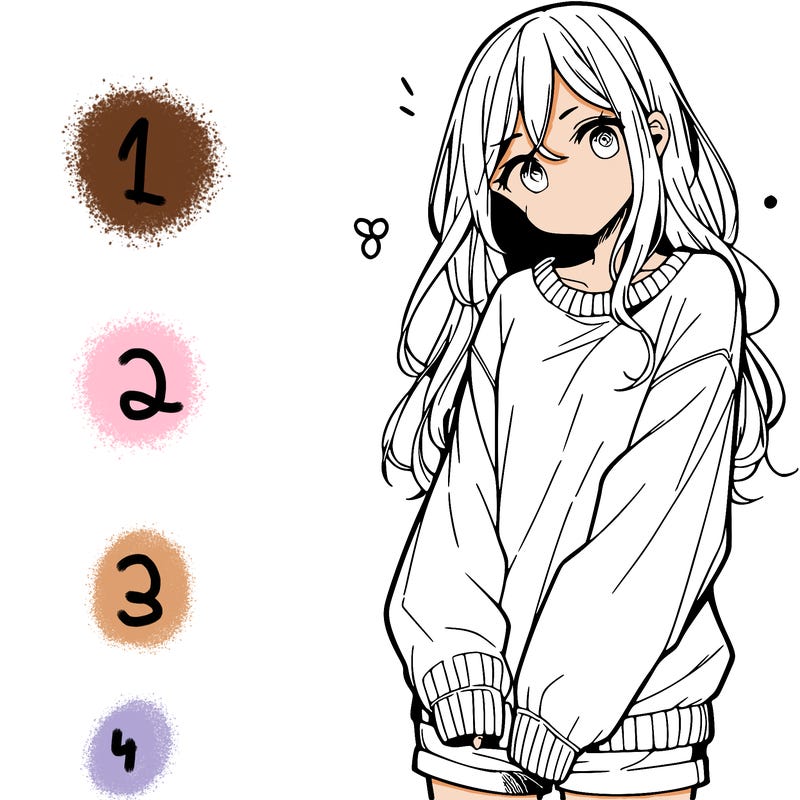 manga teen girl  in a sweater and baggy pants