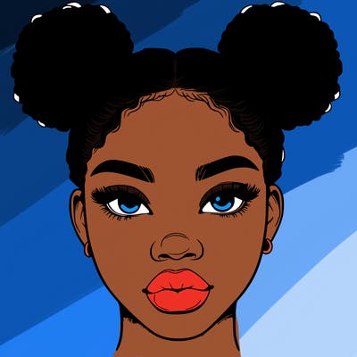 realistic black woman with two buns