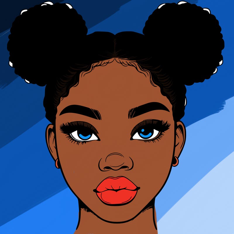 realistic black woman with two buns