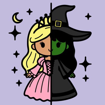 split princess and witch