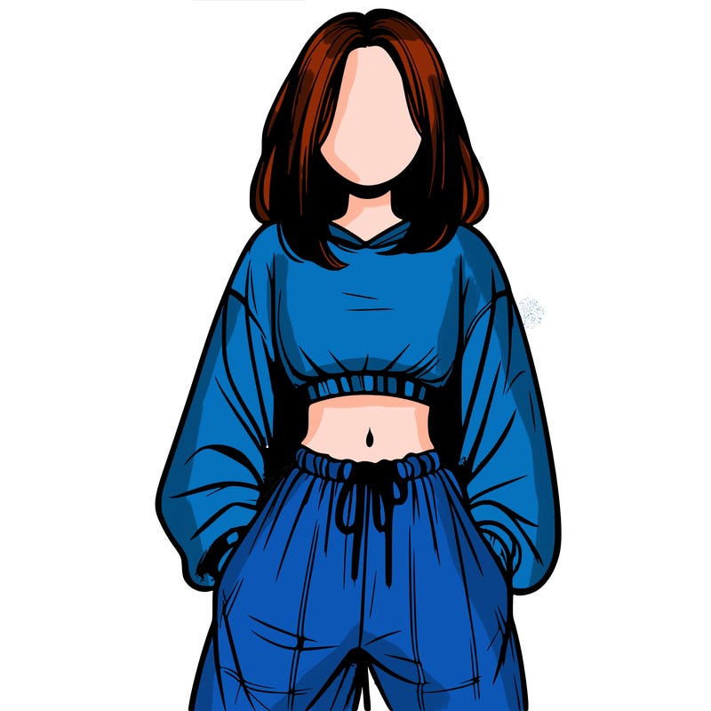 realistic girl faceless with baggy pants and a crop top