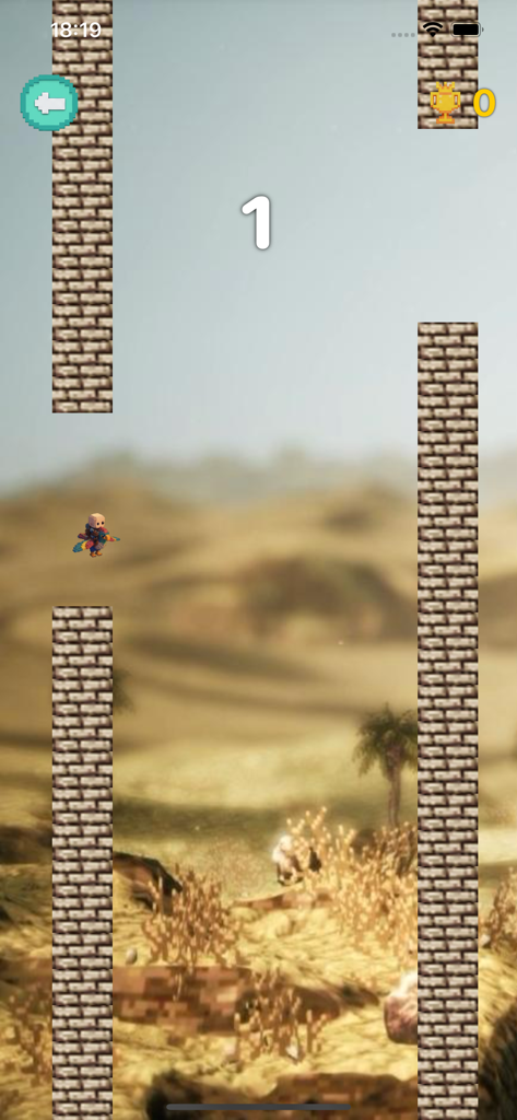 Games For Watch! - Gameplay screenshot of a casual flying mini game with a desert theme