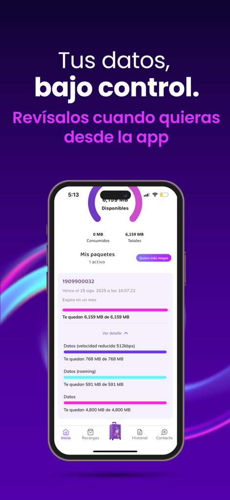 Mi Dalefon - Mi Dalefon mobile app interface showing real time data consumption and roaming balance