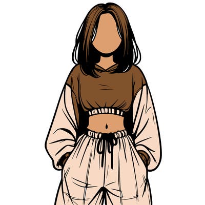 realistic girl faceless with baggy pants and a crop top