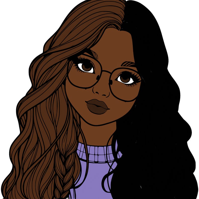 girl with long hair and freckles and glasses realistic