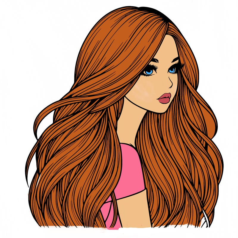realistic girl with long realistic hair