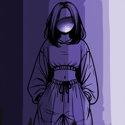 realistic girl faceless with baggy pants and a crop top