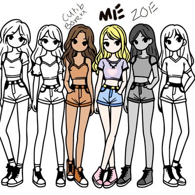 a group of girls wearing crop tops and shorts