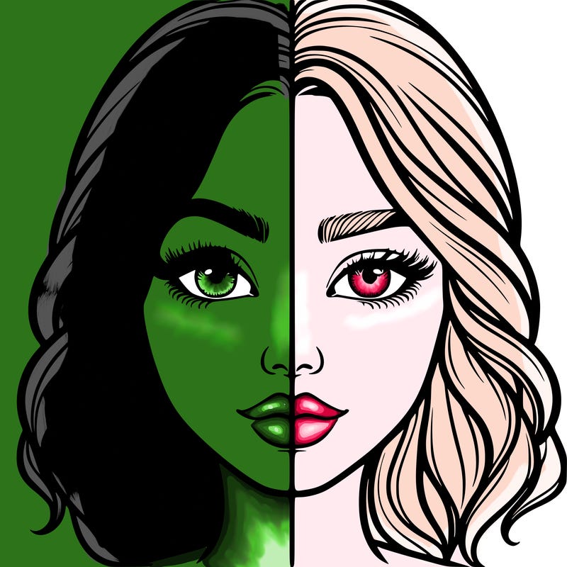 realistic girl split half