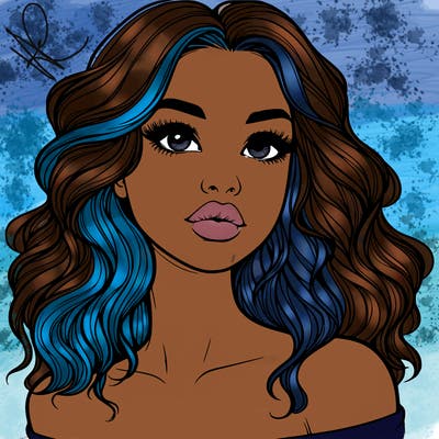 realistic girl with wavy hair and lips