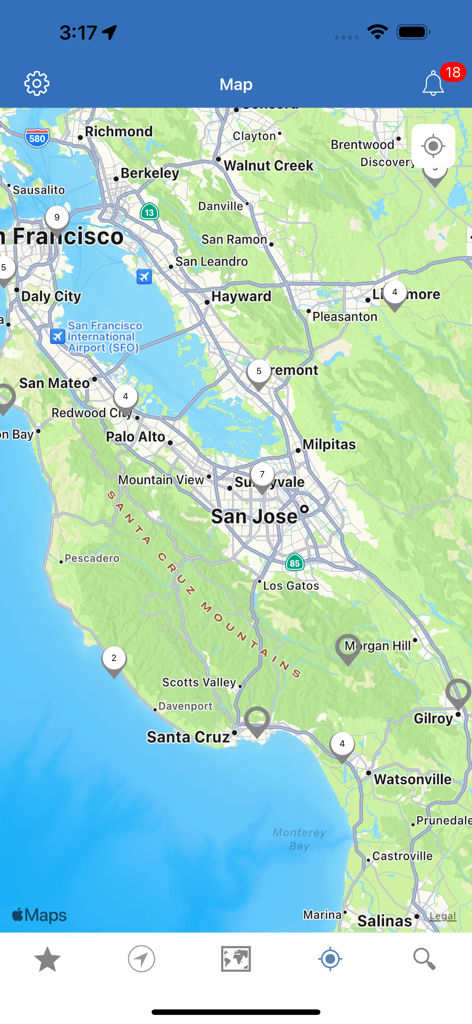 NOAA Aviation Live Sky Weather - Aviation weather station map view of the San Francisco Bay Area for pilots.