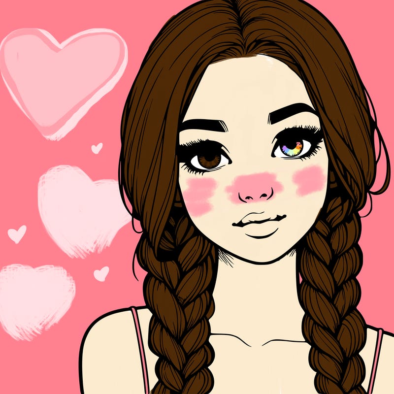 realistic girl with braids