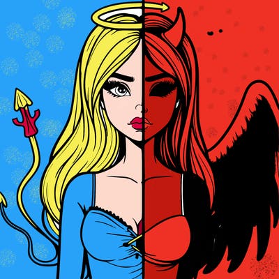 devil vs angel realistic girl