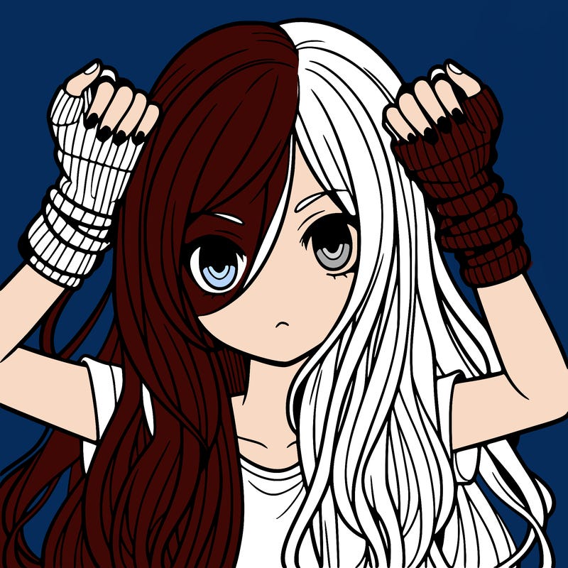 long haired girl with fingerless gloves