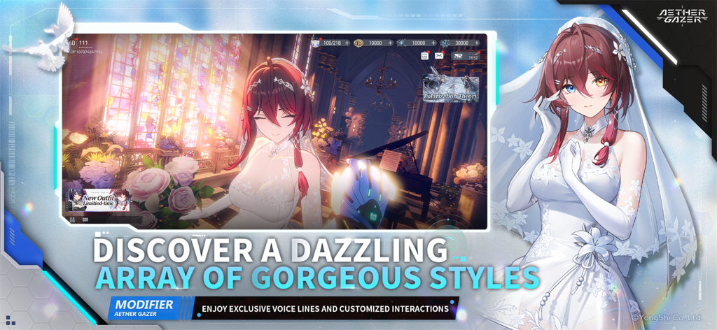 Aether Gazer - Anime character in a white wedding dress from the mobile game Aether Gazer