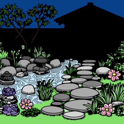 a very detailed zen garden