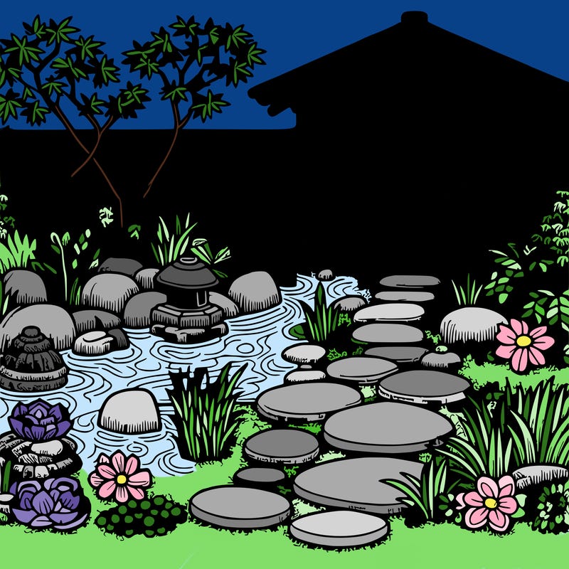 a very detailed zen garden