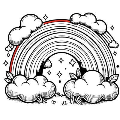 realistic rainbow and clouds