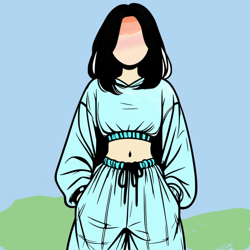 realistic girl faceless with baggy pants and a crop top