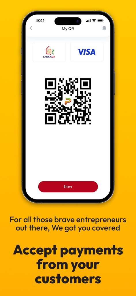 Peoples Pay app interface showing a QR code for merchants to accept customer payments