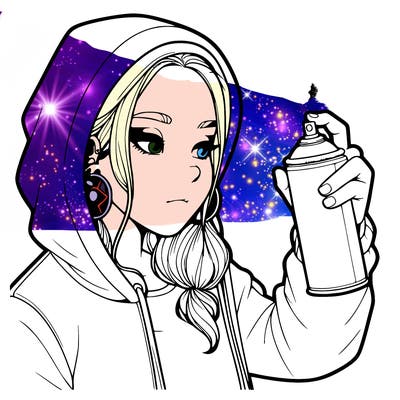 a realistic girl, spray painting