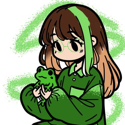 girl with long hair and a oversized shirt. and she is holding a frog