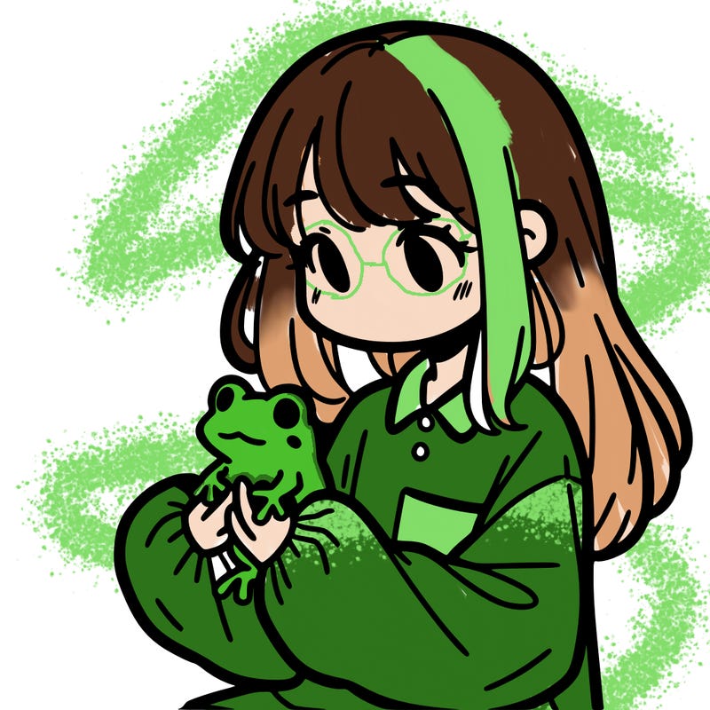 girl with long hair and a oversized shirt. and she is holding a frog