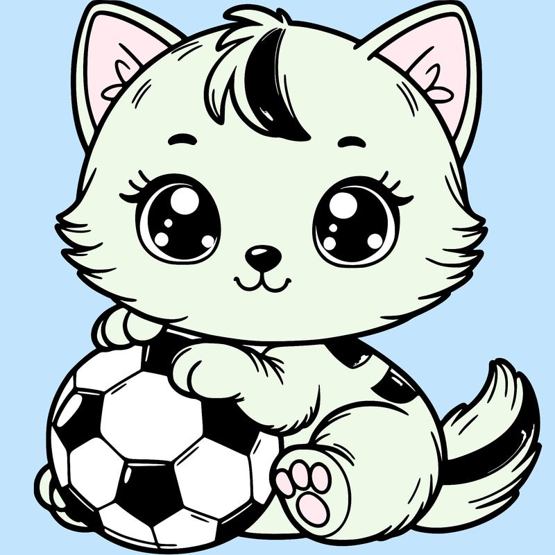 cute kitten with a soccer ball