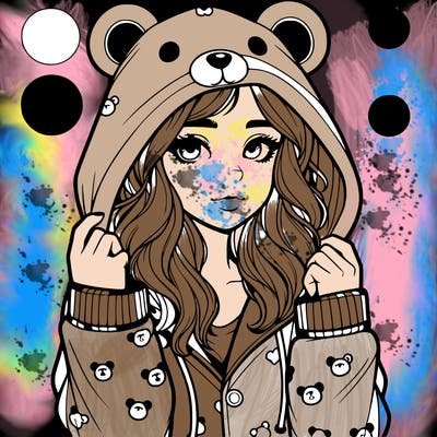 realistic girl in a animal pjs hoodie