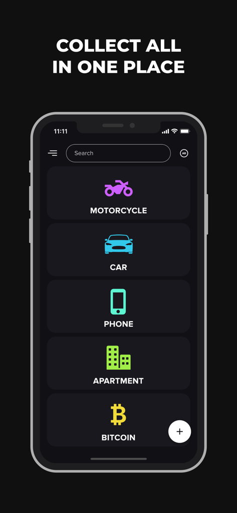 Moneybox App - El panel de la App Moneybox mostrando múltiples categorías de ahorro con iconos coloridos en un tema oscuro.