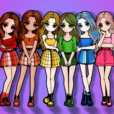 a group of girls realistic