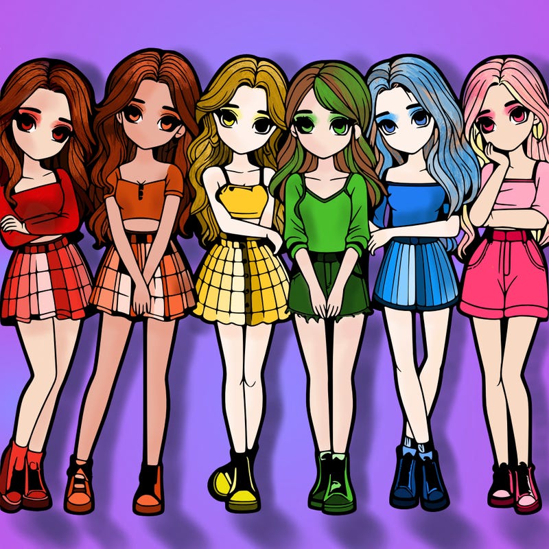 a group of girls realistic