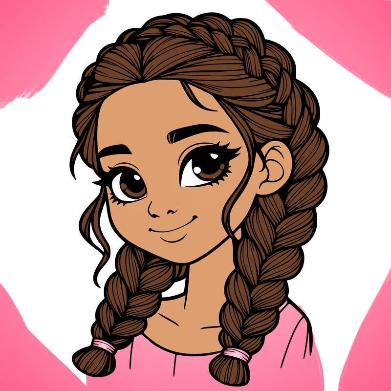 girl with braids realistic