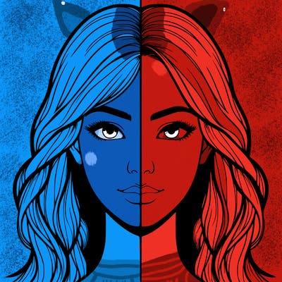 realistic girl, split