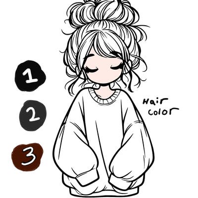 girl with baggy sweatshirt and messy bun