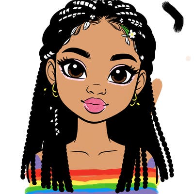 a realistic black girl with braids