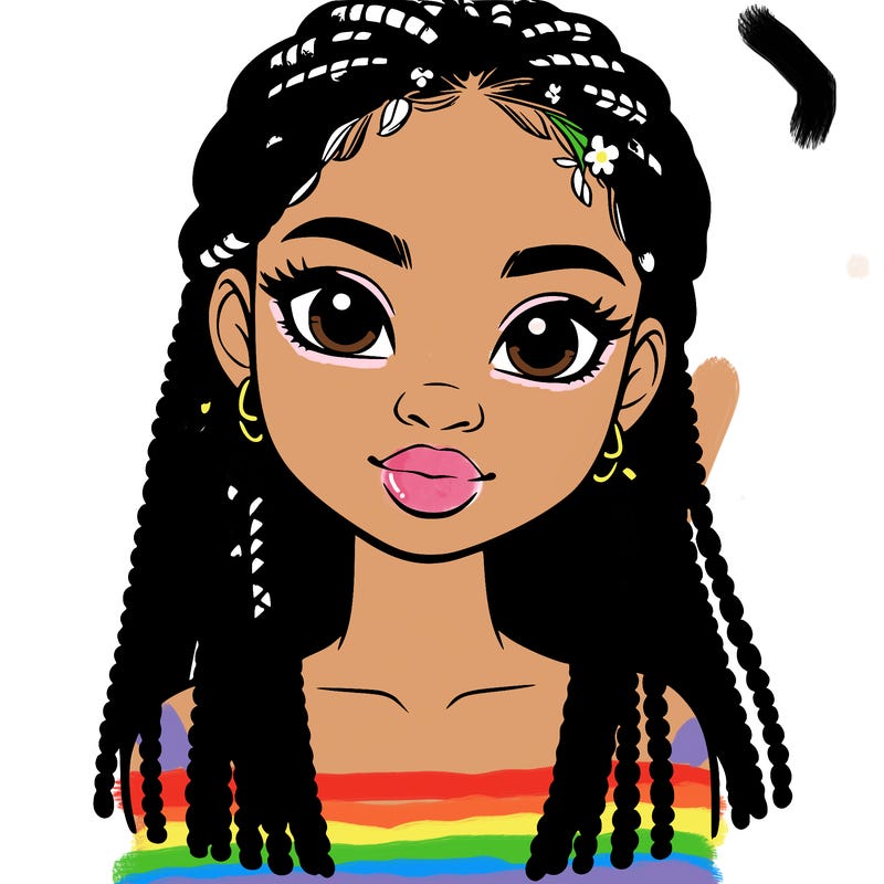 a realistic black girl with braids