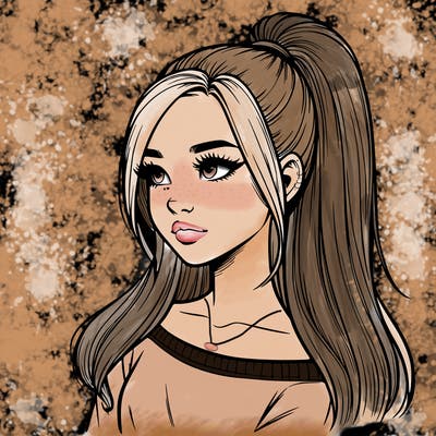 realistic girl with a high ponytail