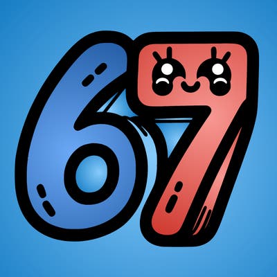 the numbers 67