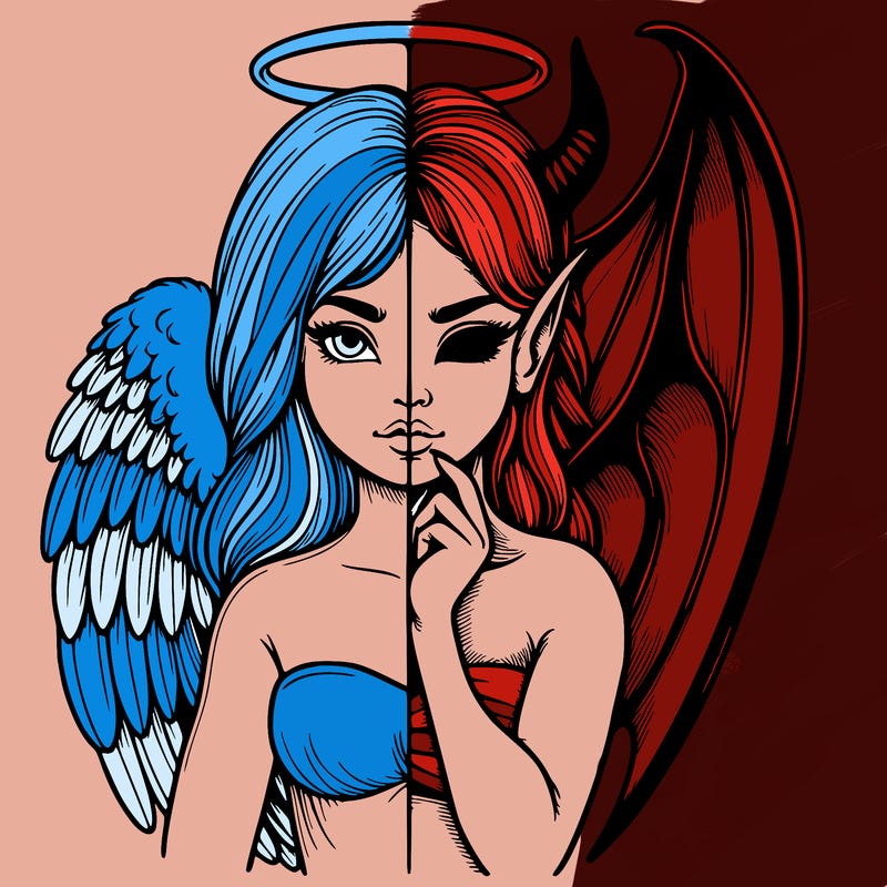 realistic angel half demon