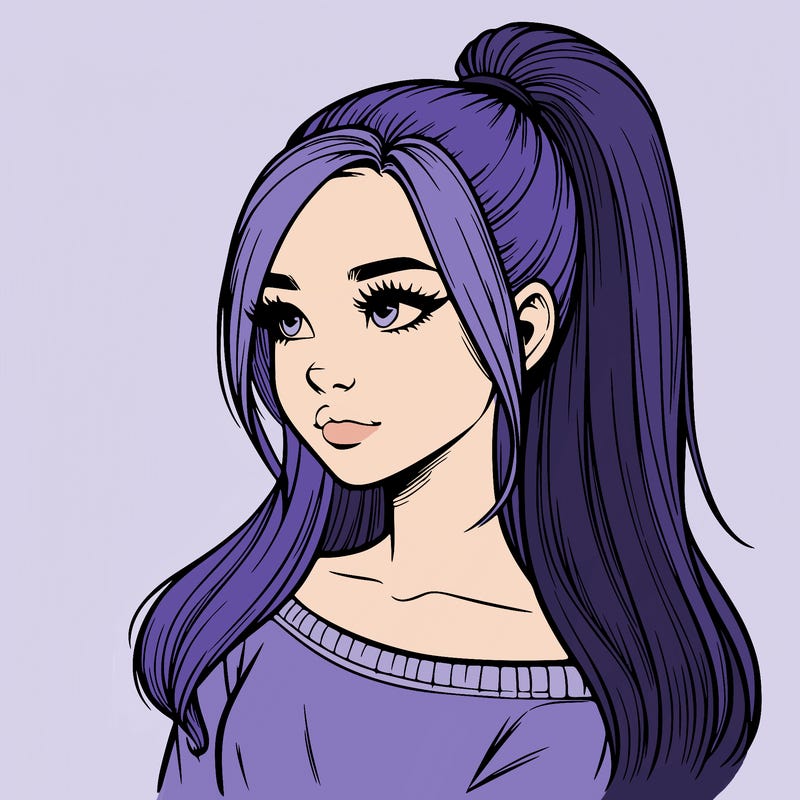 realistic girl with a high ponytail